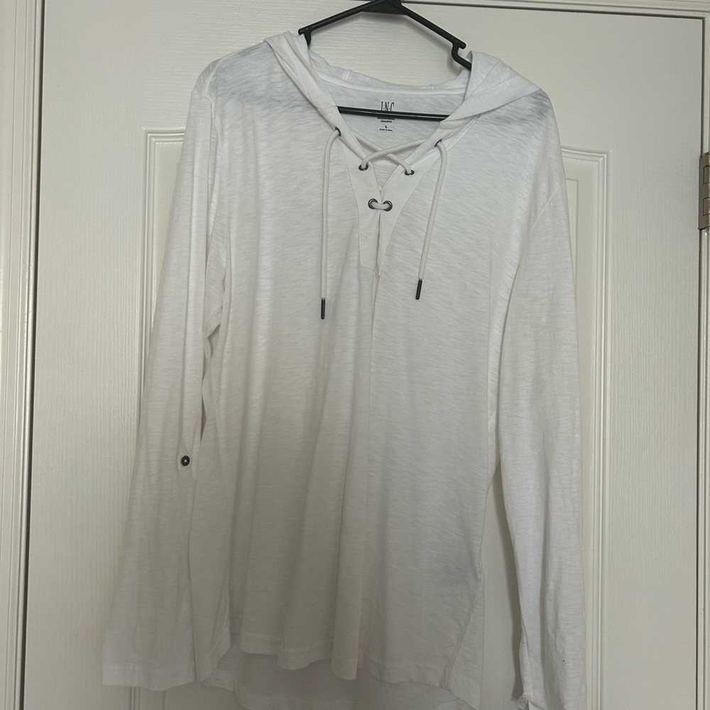INC International Concepts White Long Sleeve Tie Front Hoodie